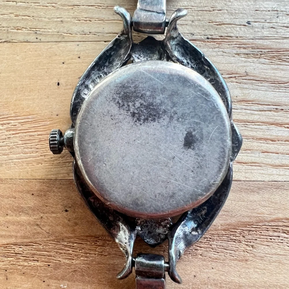 Vintage Sterling silver marcasite Art Deco ladies cocktail watch NEW BATTERY